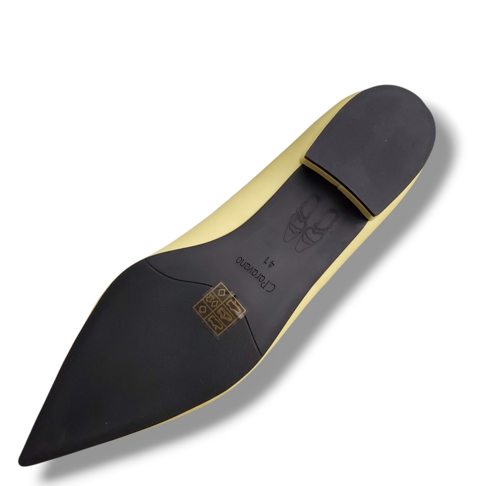 C.Paravano Yellow Women's Flats with Decorative Rhinestone Buckle - Picture 6 of 10